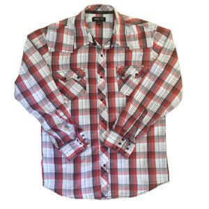 Ely 1878 Western Shirt Plaid Pearl Snaps Large